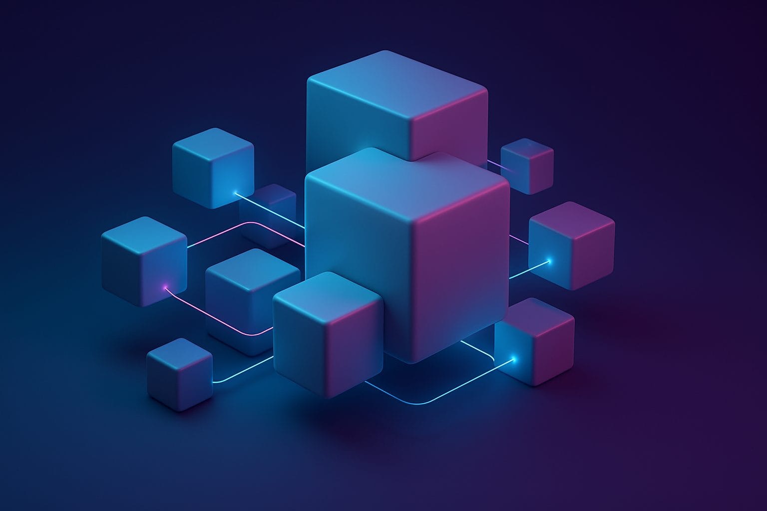 Développement ERP Odoo sur mesure illustré par des modules lumineux assemblés